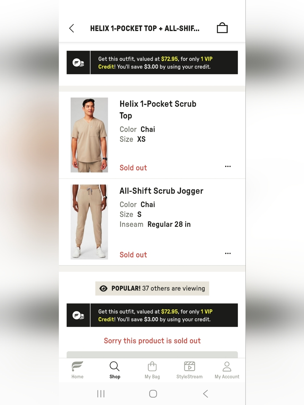 Fabletics Scrub Jogger Set - Chai - Size Sold Out